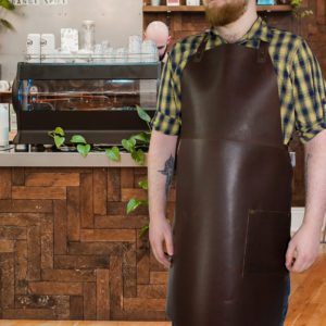 Cross Back Leather Apron Model Cafe